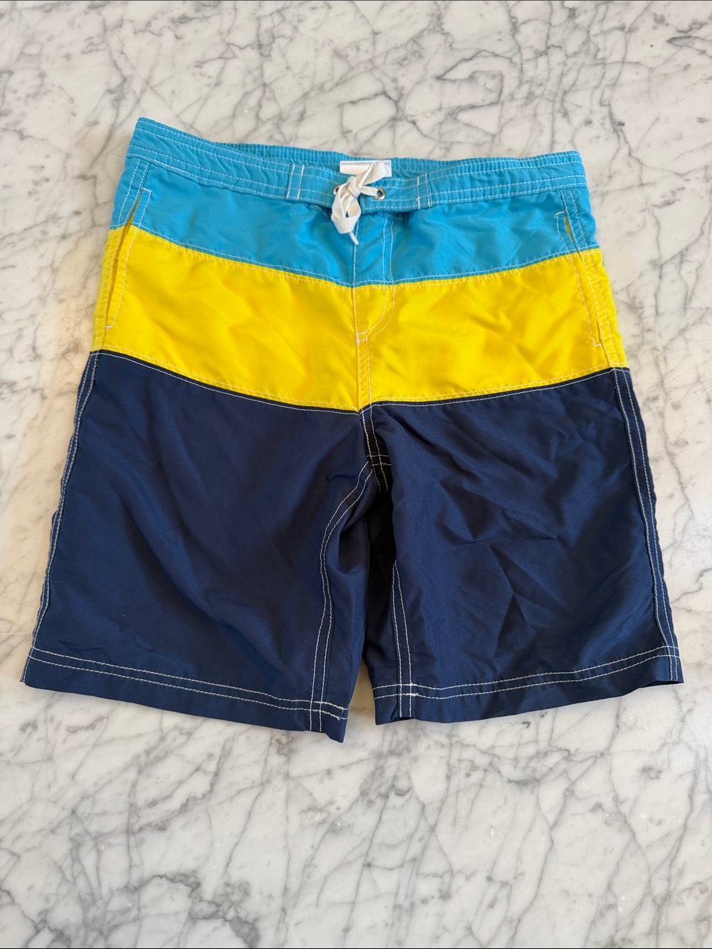 Hanna Andersson Sz 8 Colorblock Swim Shorts - Blue/Yellow/Navy